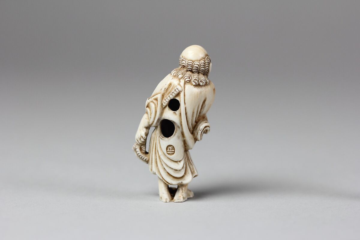 Netsuke of Old Man, Porcelain, Japan