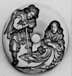 Netsuke with Two Carved Figures, Ivory, Japan