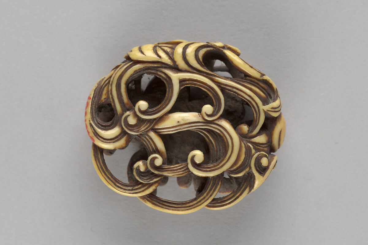 Netsuke with Carved Openwork Design, Ivory, Japan