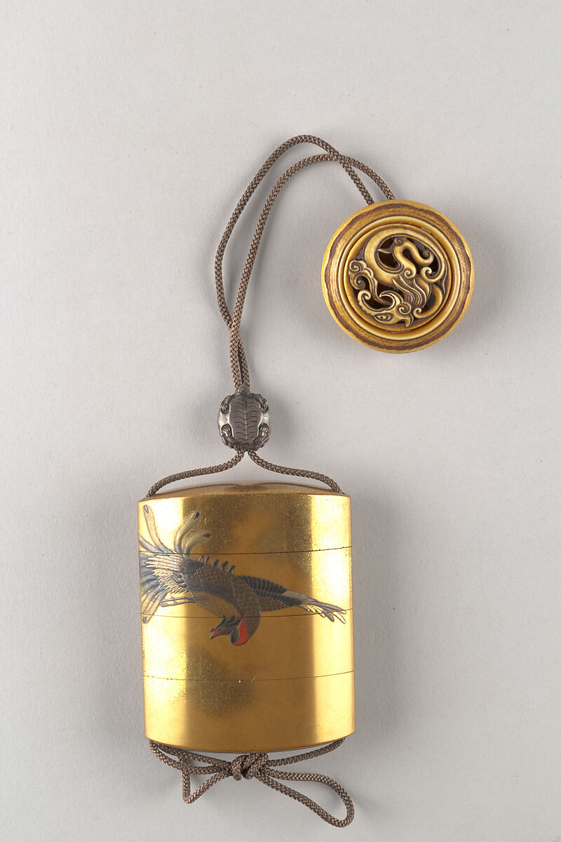 Netsuke with Kagamabuta-stylized Baku, Ivory carved in openwork, Japan