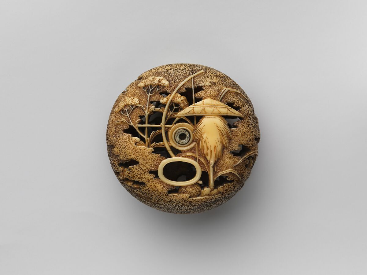 Flowers and Grasses with a Praying-Mantis, Attributed to Ryūsa (Japanese, active late 18th century), Ivory, Japan