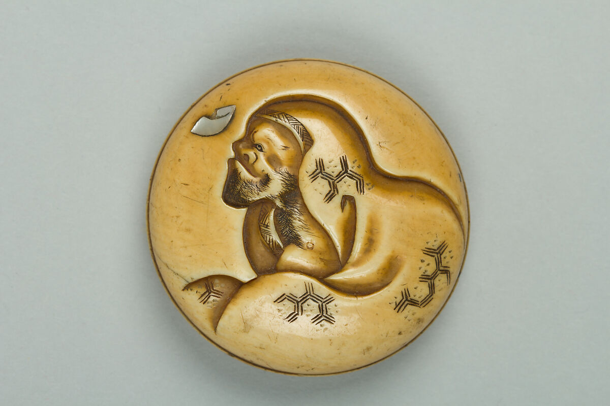 Netsuke, Ivory, carved and inlaid, Japan 