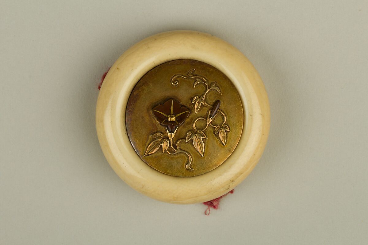 Netsuke, Ivory with metal disc, Japan 