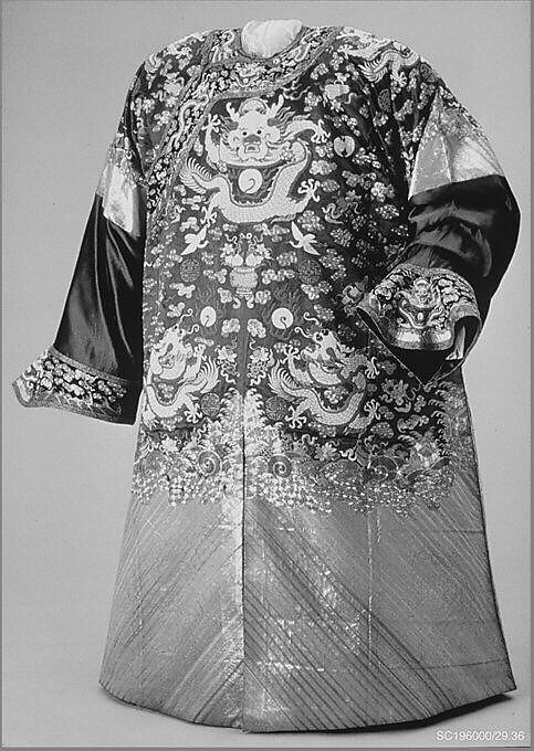 Embroidered Court Robe, Silk, metallic thread, coral and pearls, China