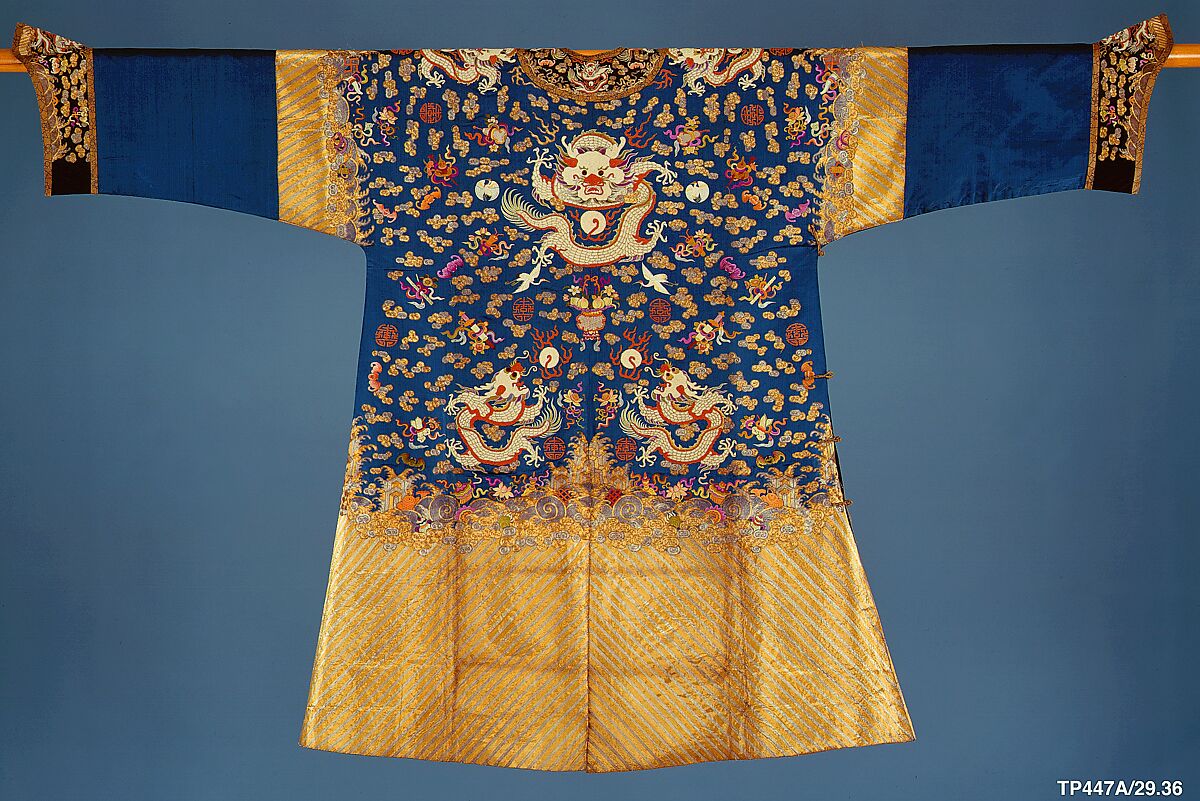 Embroidered Court Robe, Silk, metallic thread, coral and pearls, China