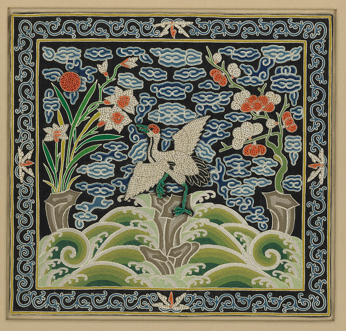 Rank badge with crane | China | Qing dynasty (1644–1911) | The Met