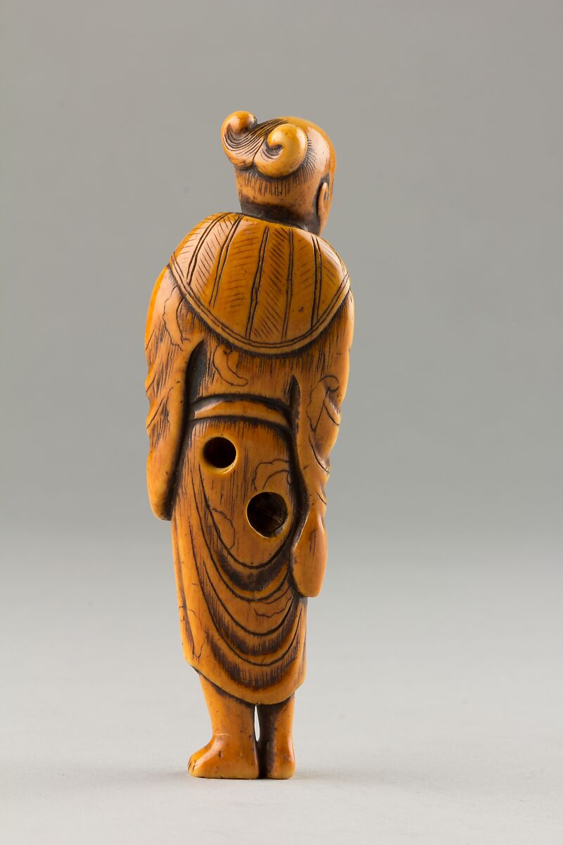 Netsuke of Man Holding a Scroll, Ivory, Japan