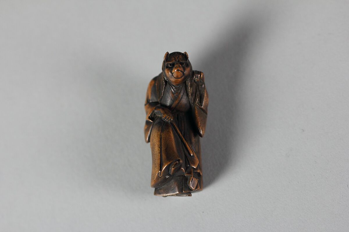 Netsuke of Masked Figure, Wood, Japan 