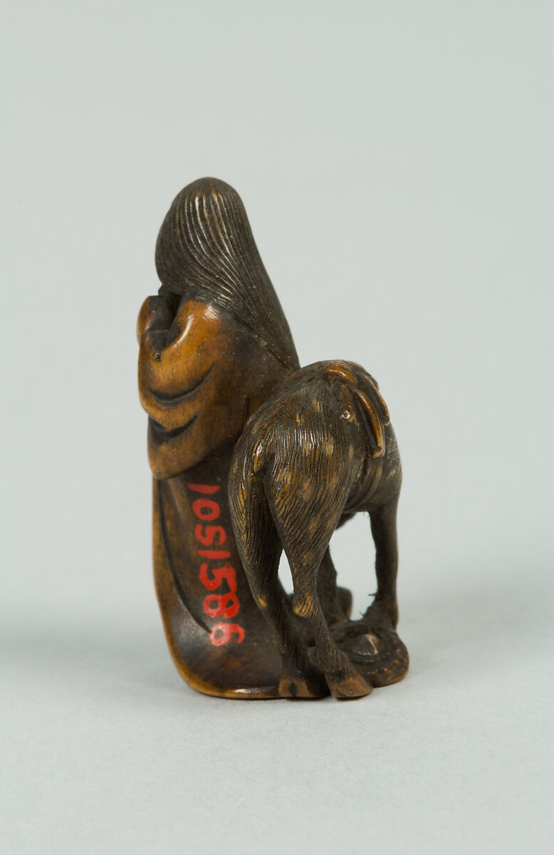 Netsuke of Woman and Deer, Wood, Japan
