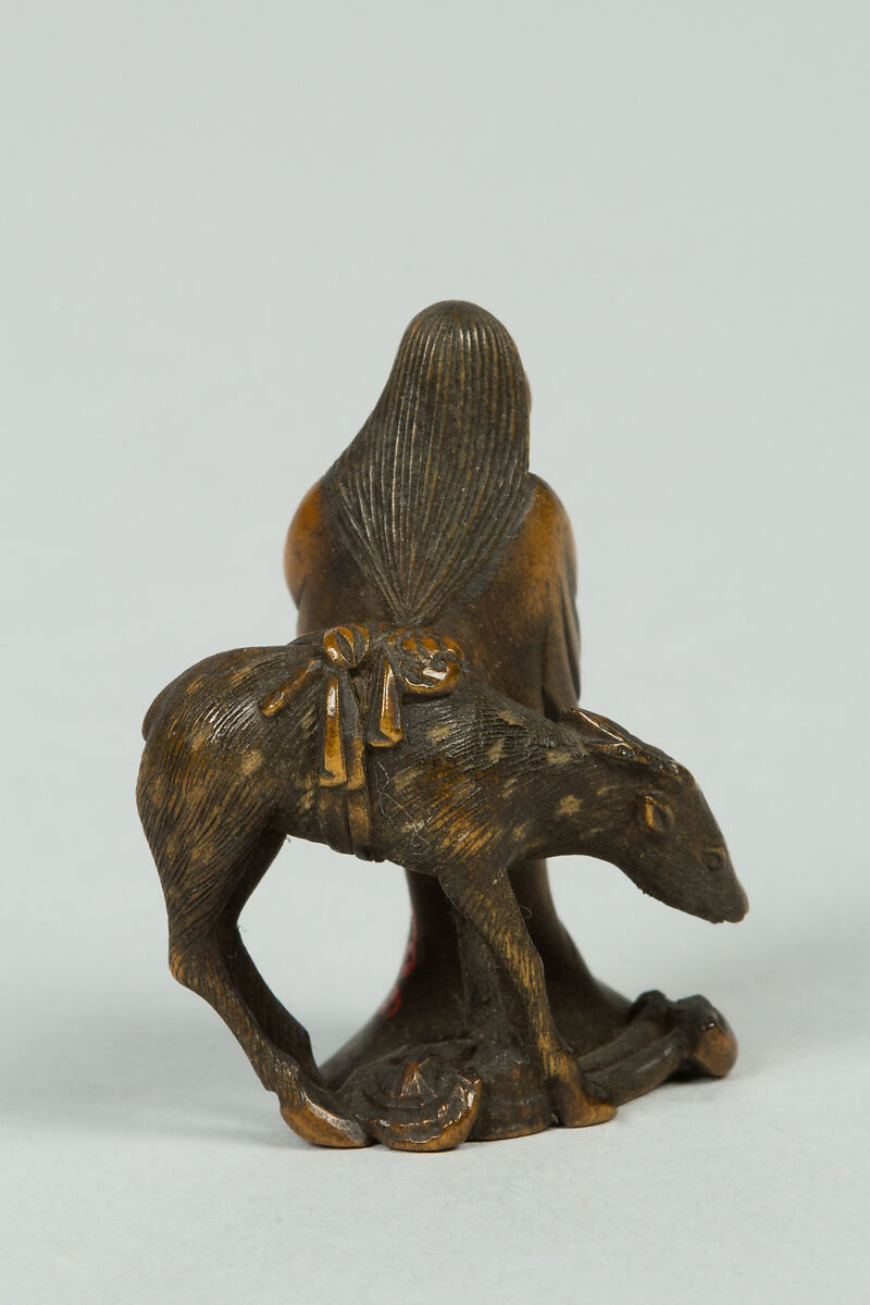 Netsuke of Woman and Deer, Wood, Japan