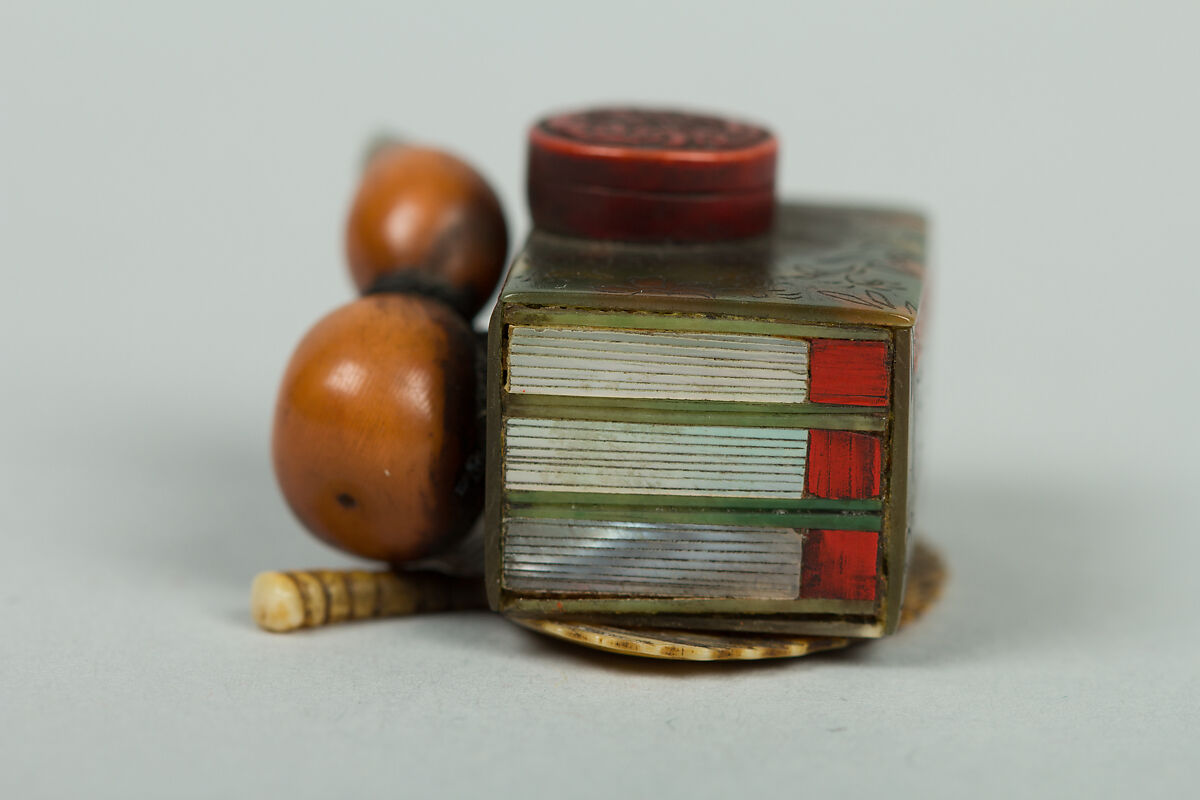 Netsuke of Books, a Gourd, Fan and Box, Ivory and jade, Japan