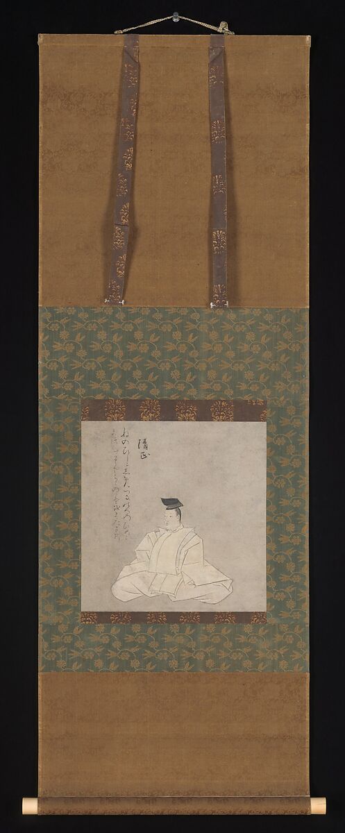 The Poet Fujiwara Kiyotada, from the “Narikane Version” of Thirty-six Poetic Immortals, Unidentified artist Japanese, Section of a handscroll mounted as a hanging scroll; ink and color on paper, Japan