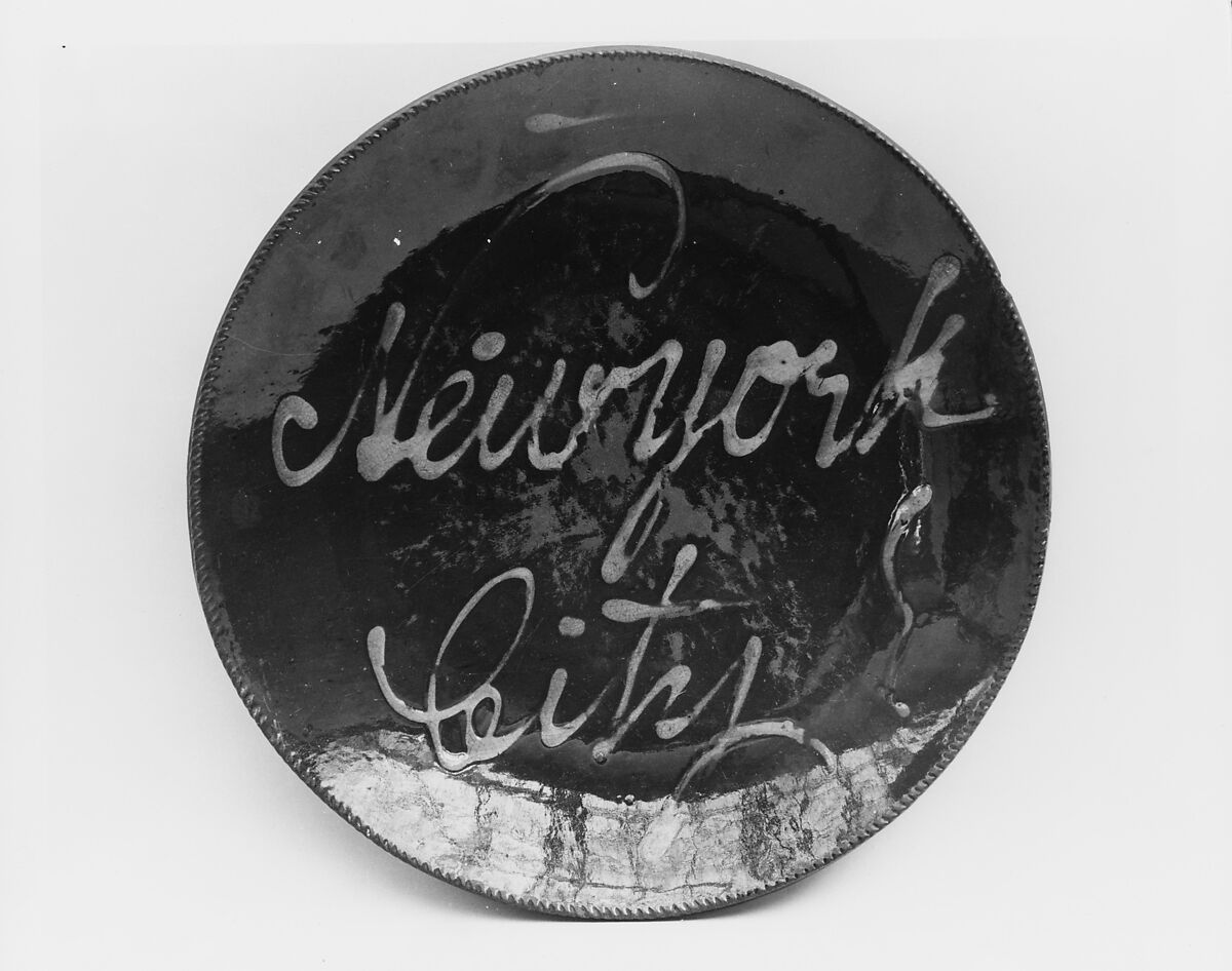 Plate, Possibly by Asa Edward Smith (1798–1880), Earthenware; Redware with slip decoration, American
