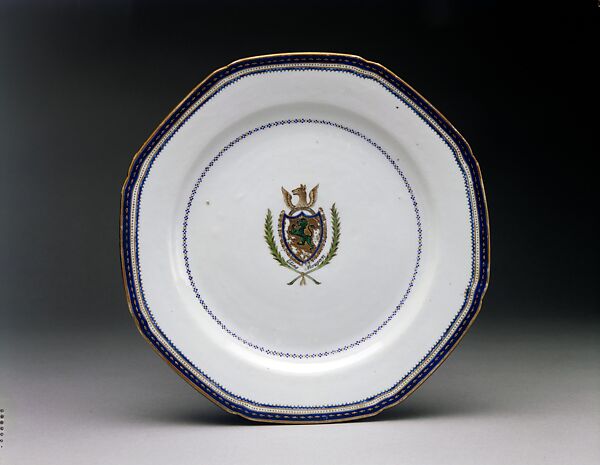 Plate, Porcelain, Chinese, for American market 