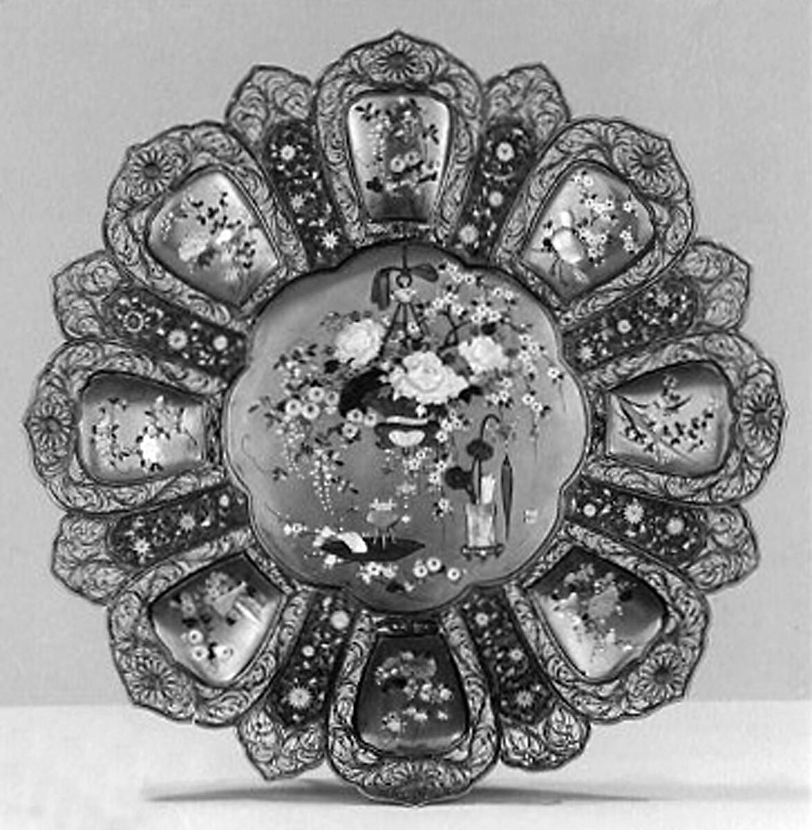 Plate, Silver, cloisonné, Japan 