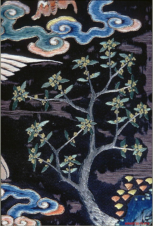 Rank Badge with Wild Goose, Silk and metallic thread embroidery on silk satin, China