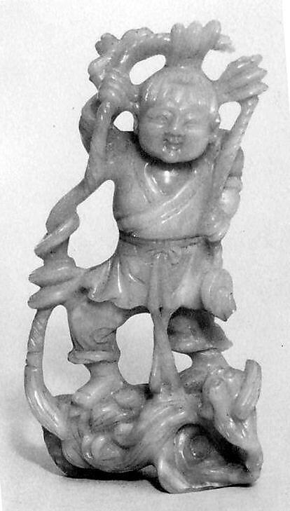 Figure of a Boy, Light-yellow amber, Japan 