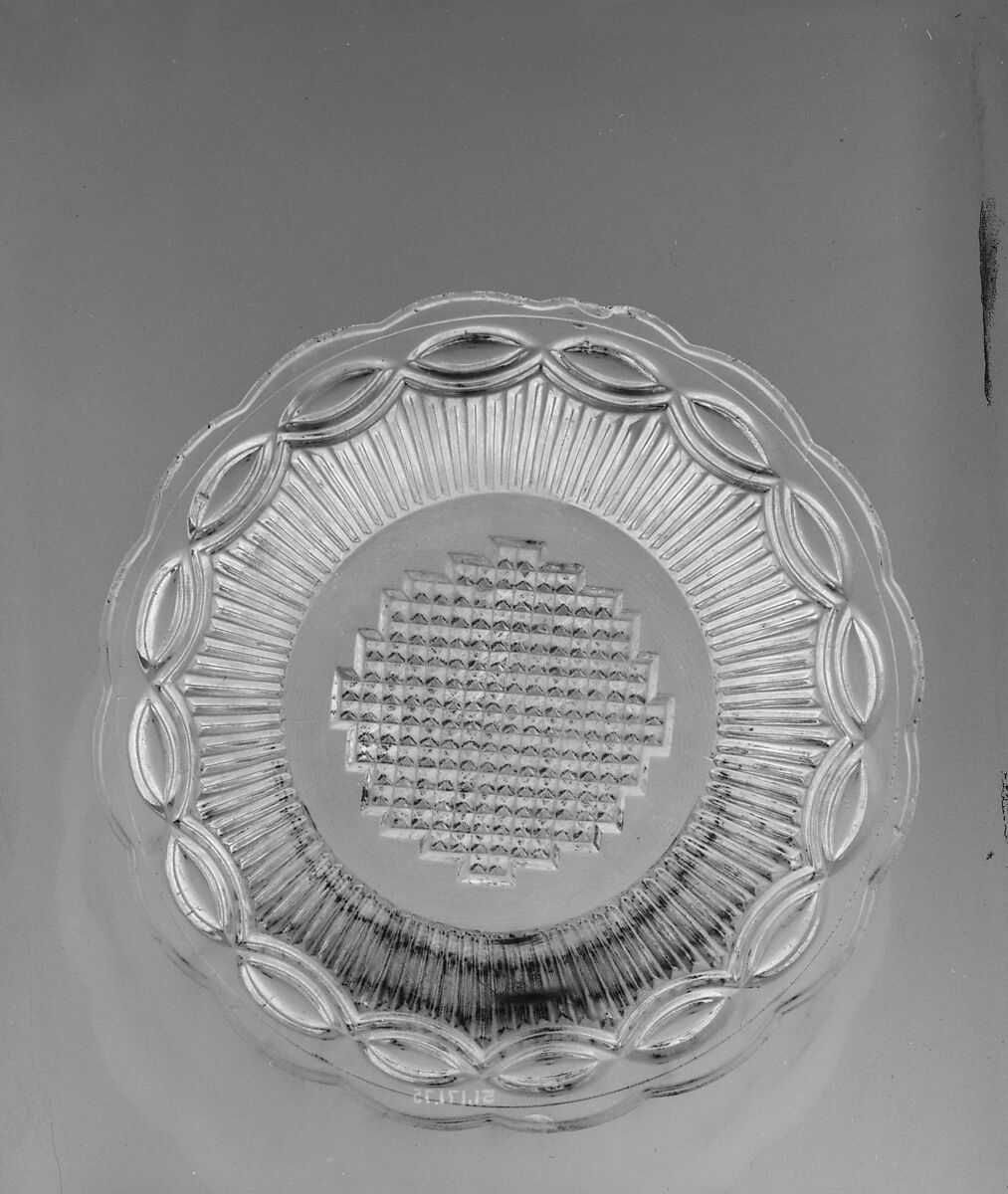 Plate, Lacy pressed glass, American 