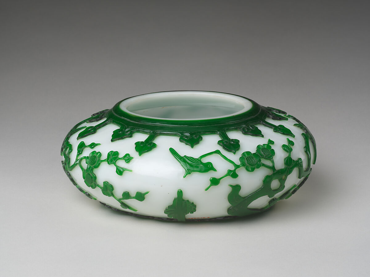 Bowl on Wood Stand, Glass, China