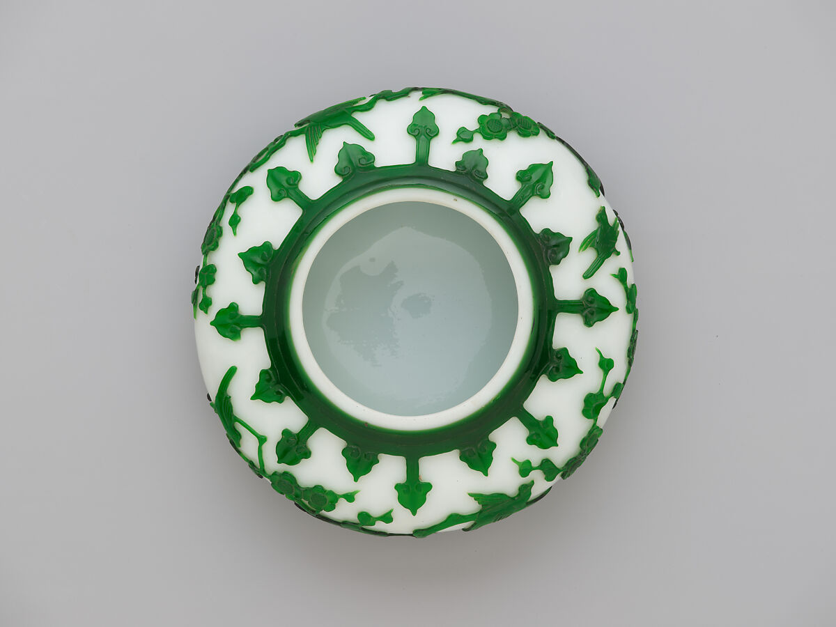 Bowl on Wood Stand, Glass, China