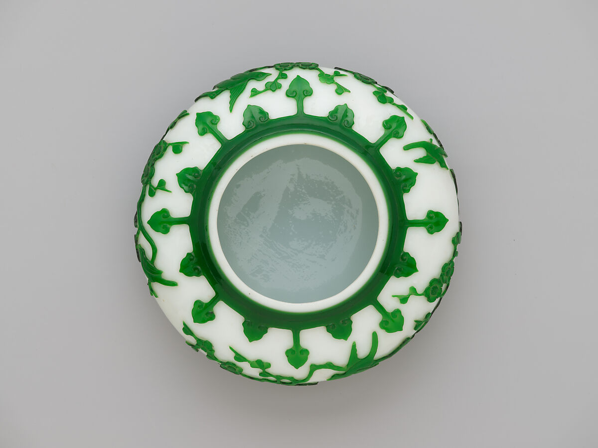 Bowl on Wood Stand, Glass, China