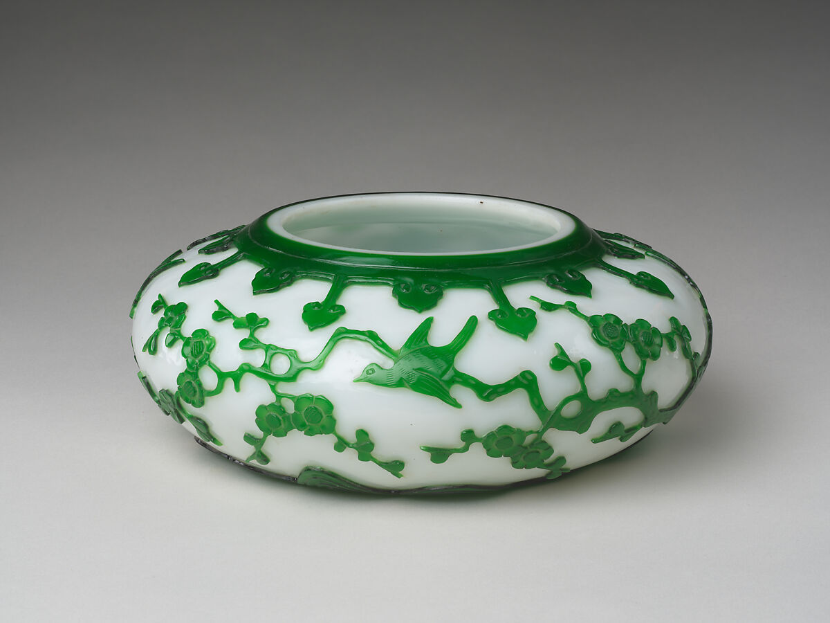 Bowl on Wood Stand, Glass, China