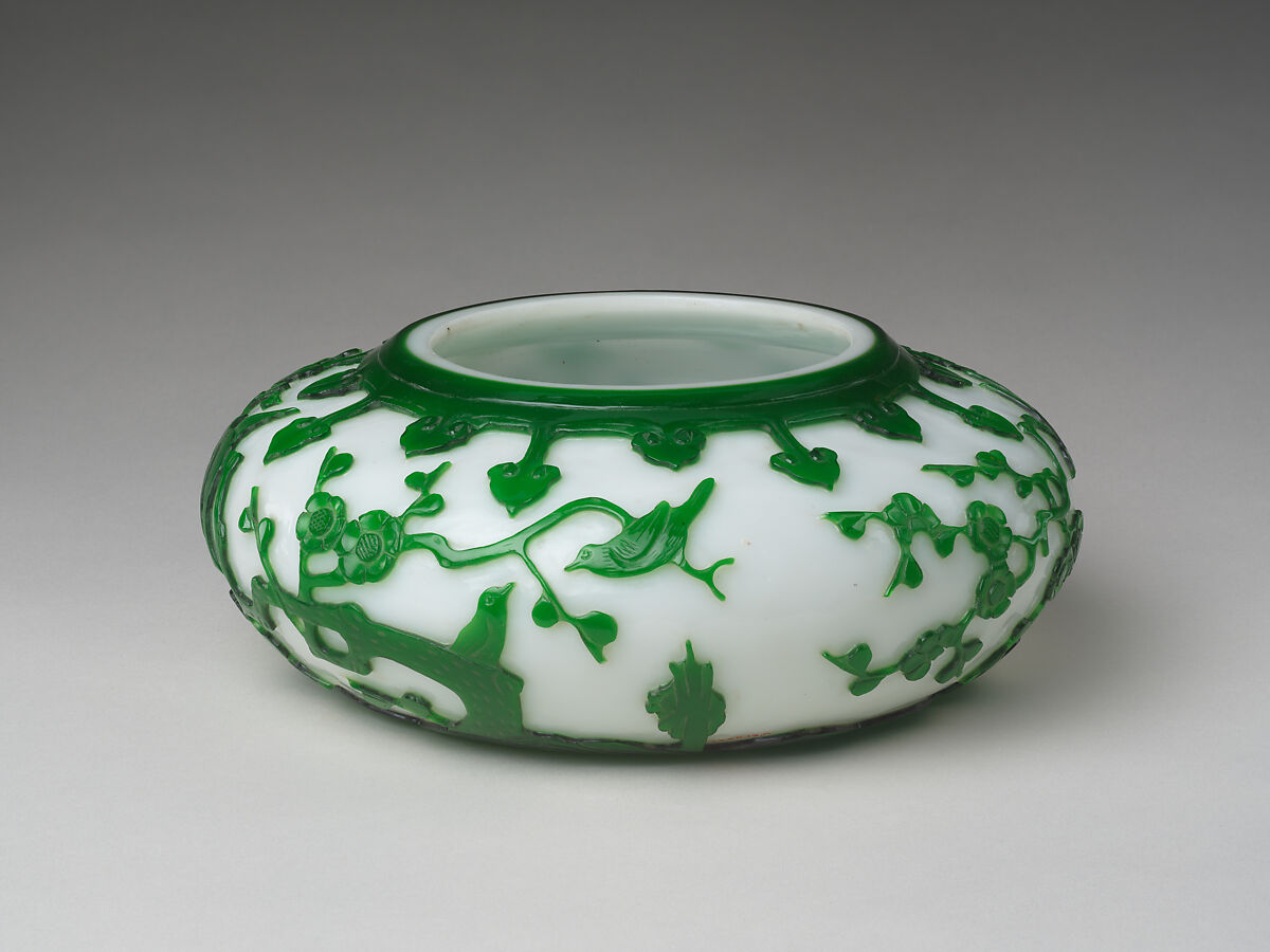 Bowl on Wood Stand, Glass, China