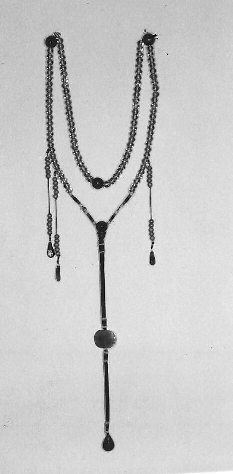 Court necklace, Glass, silk, metal wire, China 