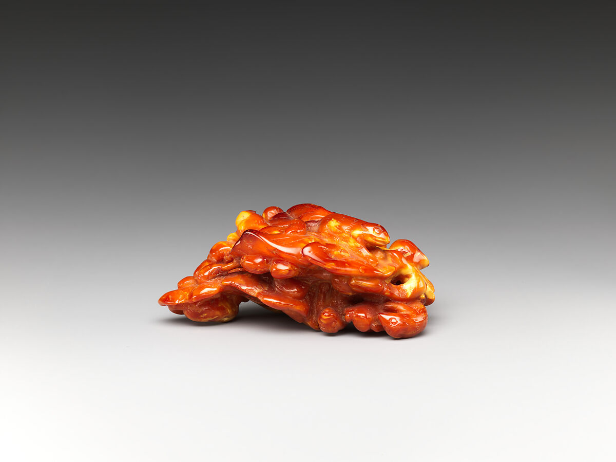 Ornament with Squirrels and Grapes, Amber, China