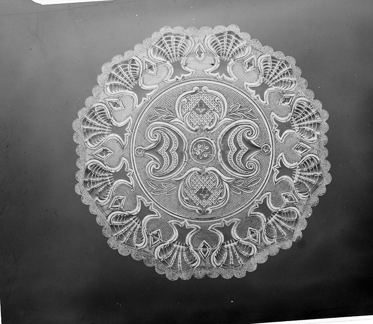Plate, Lacy pressed glass 
