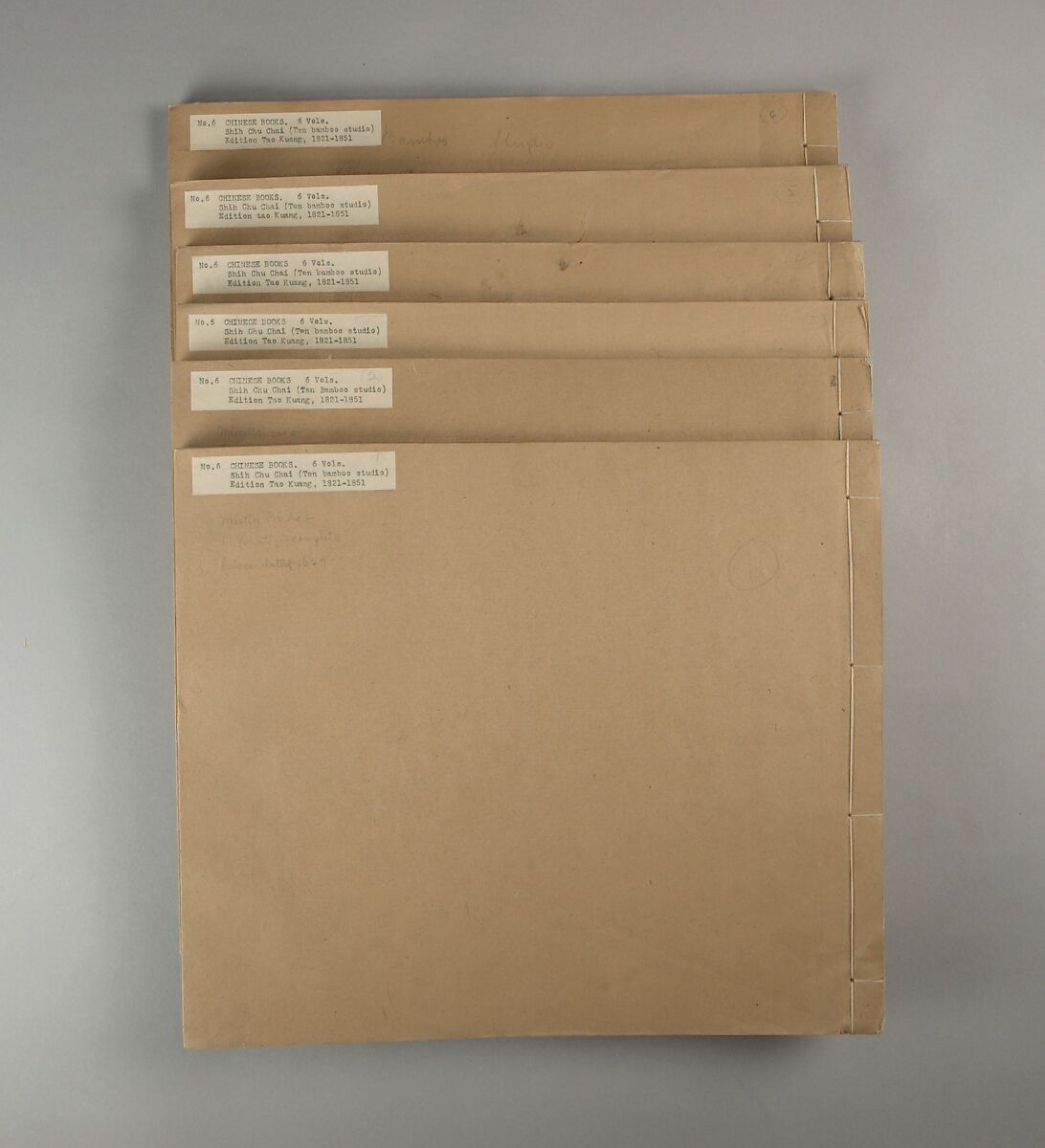 Ten Bamboo Studio, Six volumes of woodblock-printed books; ink and color on paper, China