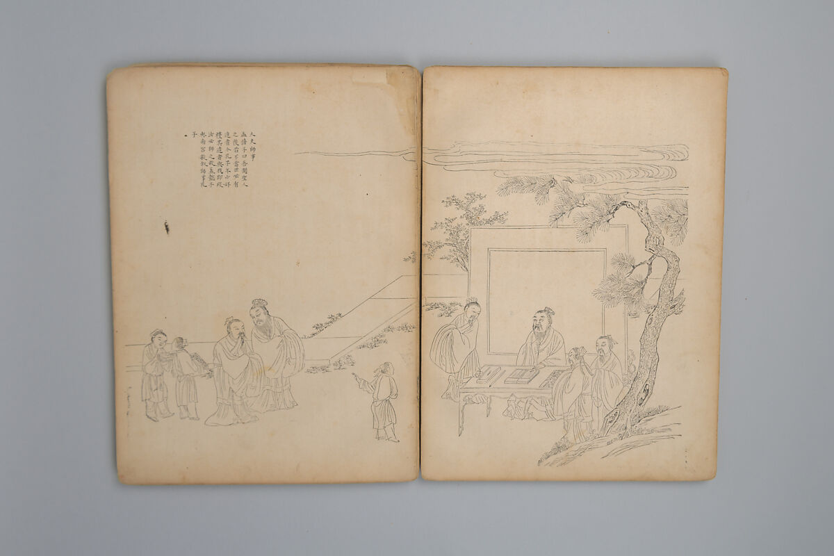 Life of Confucius, Four volums of woodblock printed books; ink on paper, China