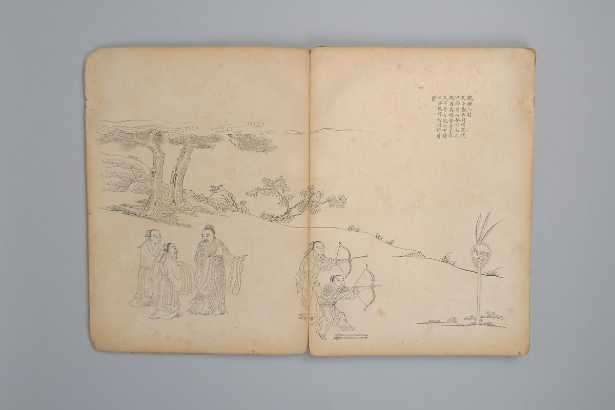 Life of Confucius, Four volums of woodblock printed books; ink on paper, China