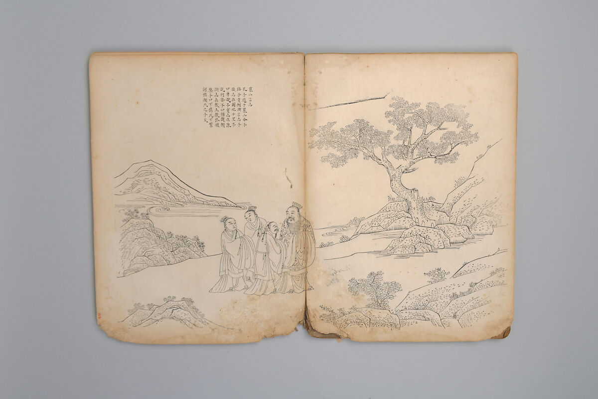 Life of Confucius, Four volums of woodblock printed books; ink on paper, China