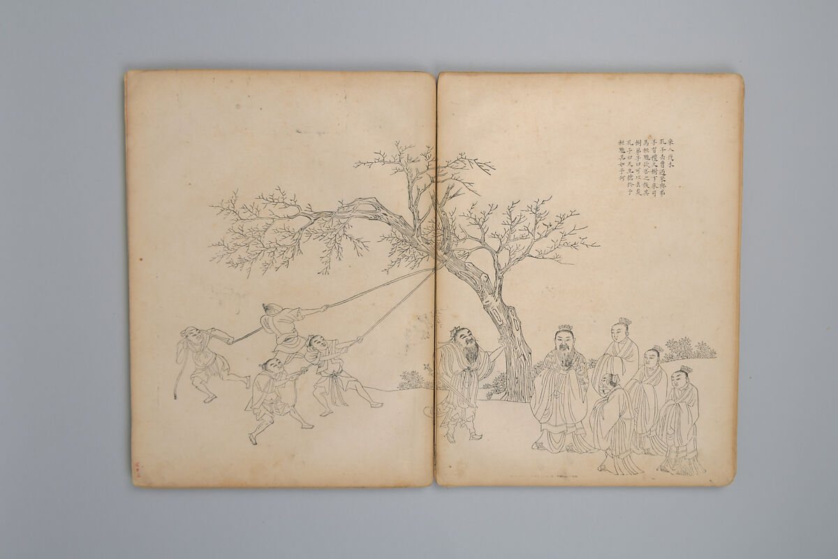 Life of Confucius, Four volums of woodblock printed books; ink on paper, China
