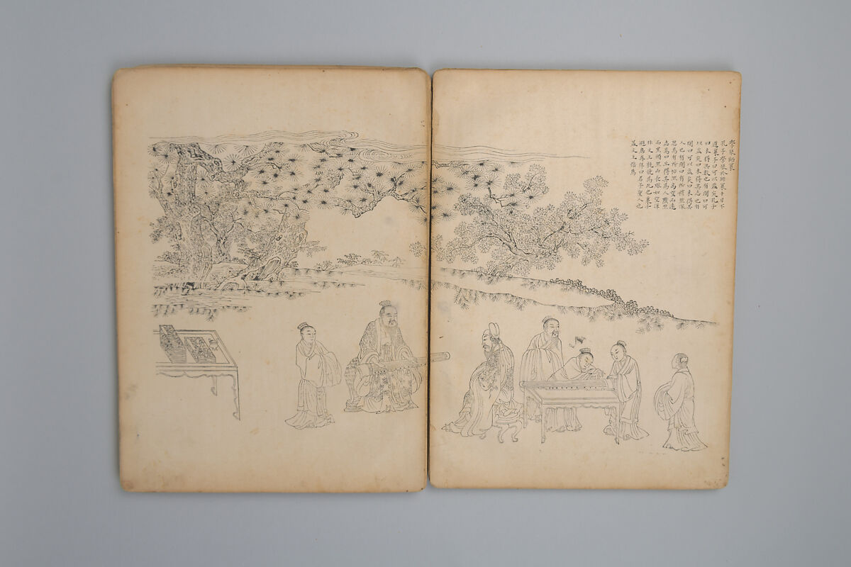 Life of Confucius, Four volums of woodblock printed books; ink on paper, China