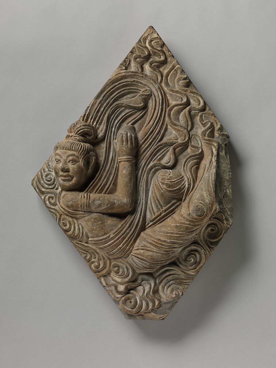 Flying Celestial Apsara (Feitian 飛天), Earthenware with traces of pigment, China 