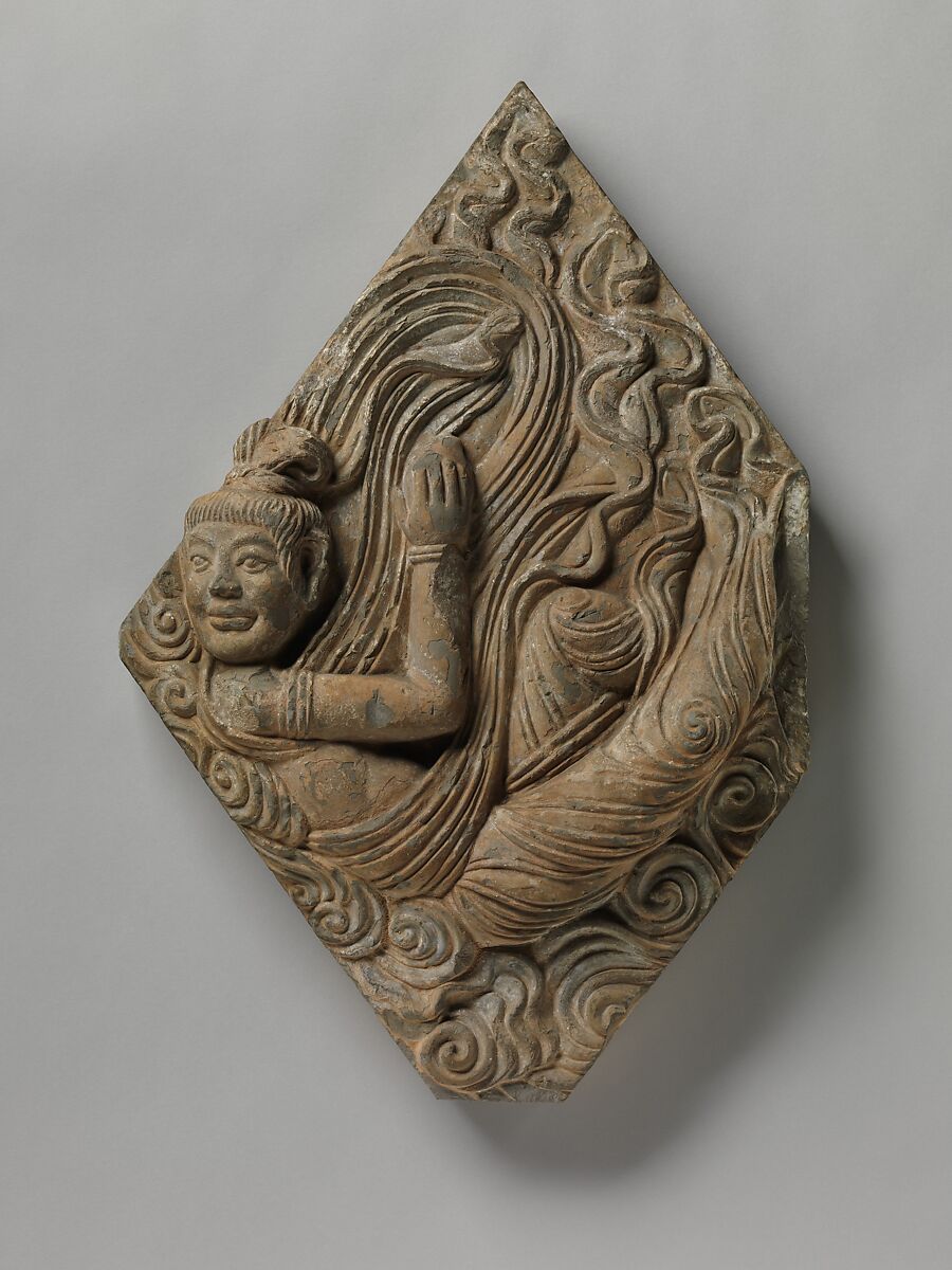 Flying Celestial Apsara (Feitian 飛天), Earthenware with traces of pigment, China 