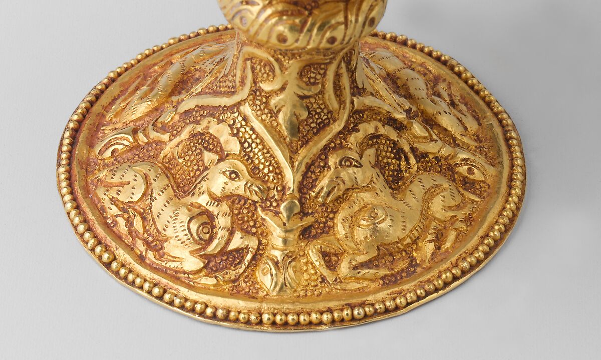Stem cup, Gold with repoussé decoration, China (Xinjiang Autonomous Region, Central Asia)