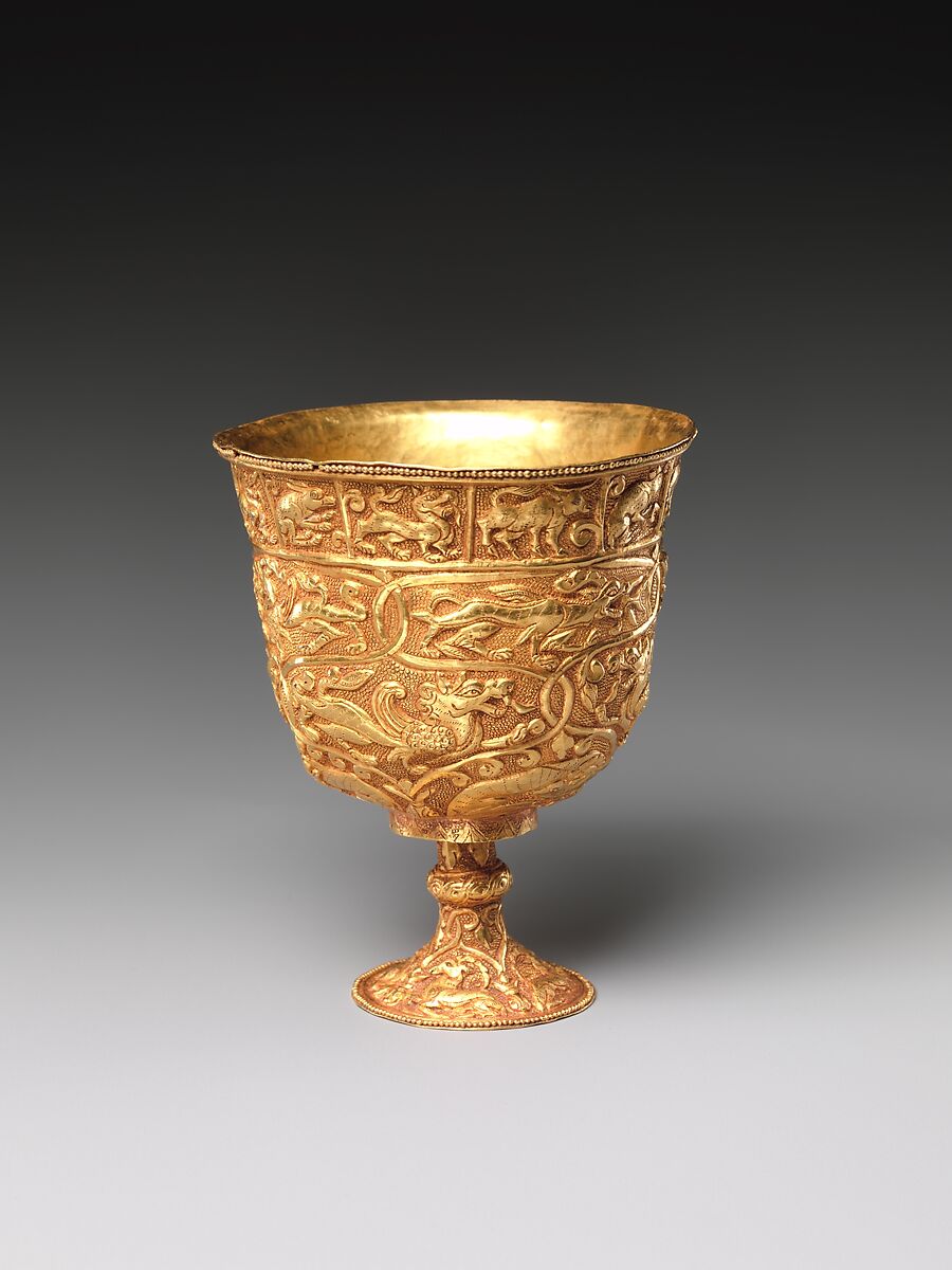Stem cup, Gold with repoussé decoration, China (Xinjiang Autonomous Region, Central Asia)