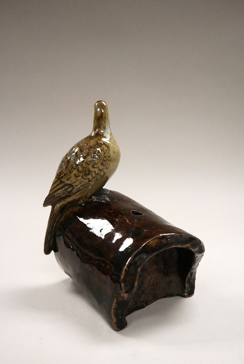 Ornament, Clay; the tile is covered with a mottled glaze (Takatori ware), Japan