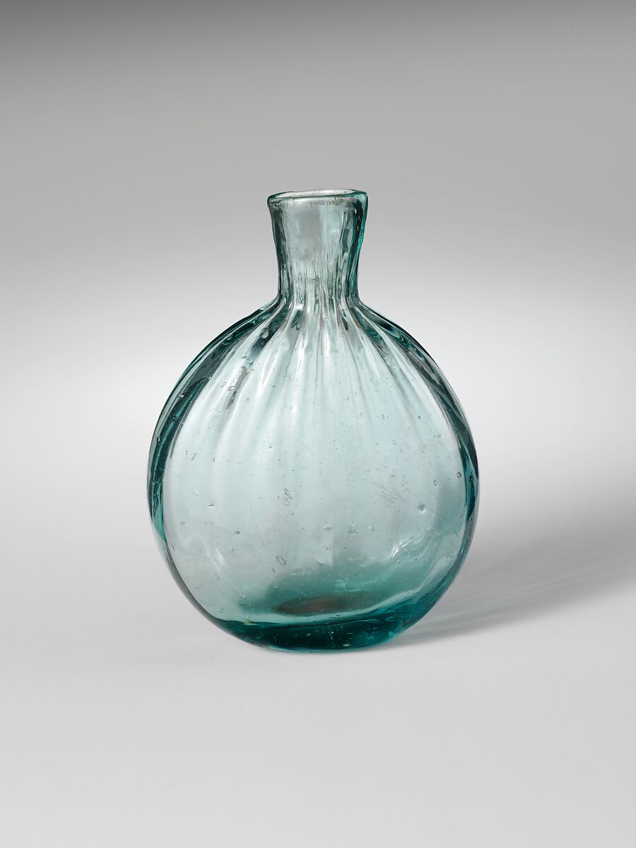 Bottle, Blown pattern-molded glass, American 