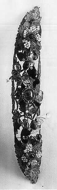 Headdress Ornament, Gold, feathers, jade, pearls, topaz, carnelian, pink quartan, China