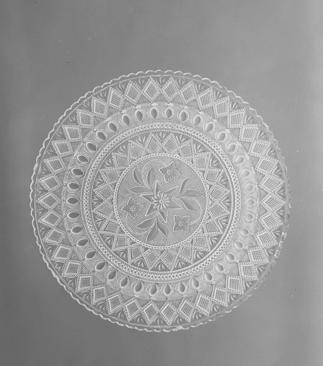 Plate, Lacy pressed glass 