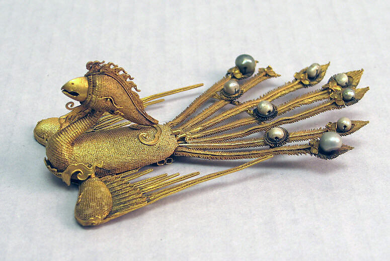 Ornament, Gold and pearls, China