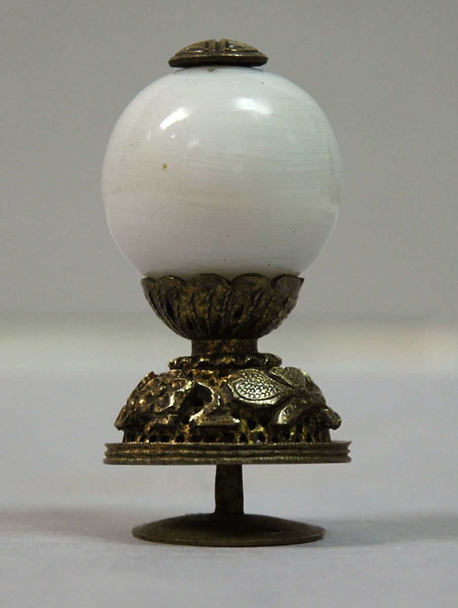 Hat Finial, Glass top on gilded-metal base, China 