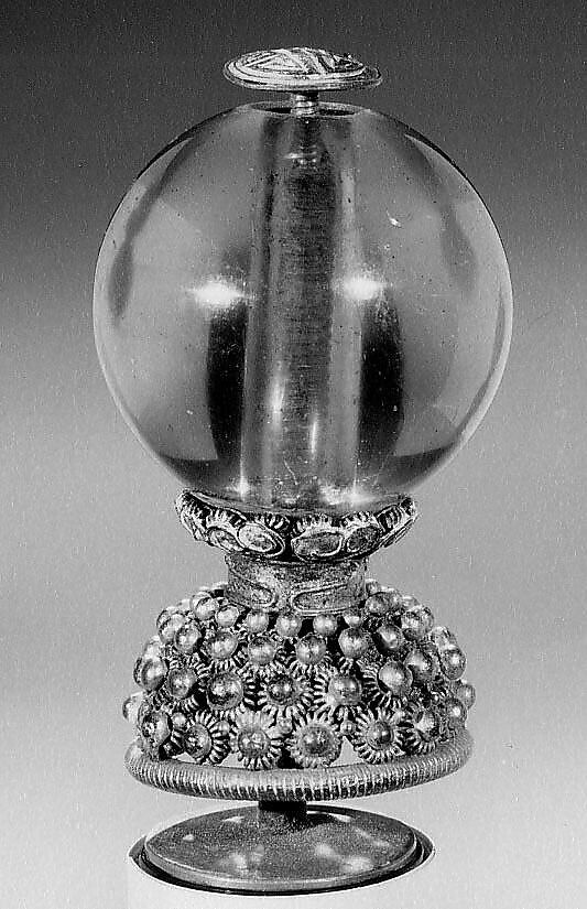 Hat Finial, Pale blue Peking glass, China 