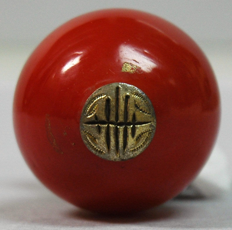 Hat Finial, Glass top on gilded-metal base, China