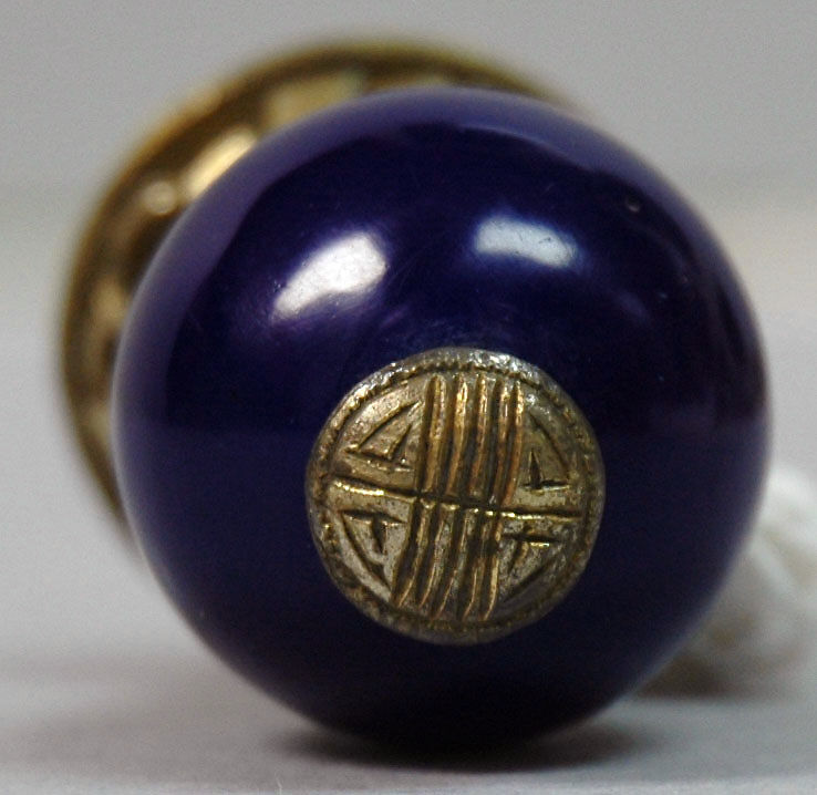 Hat Finial, Glass top on gilded-metal base, China