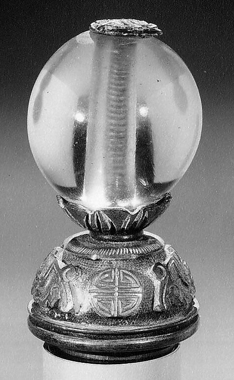 Hat Finial, Crystal (mineral) solid bead, China 